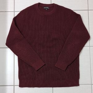 J. Crew Factory Men's Burgundy Wafle Knit Crewneck Sweater